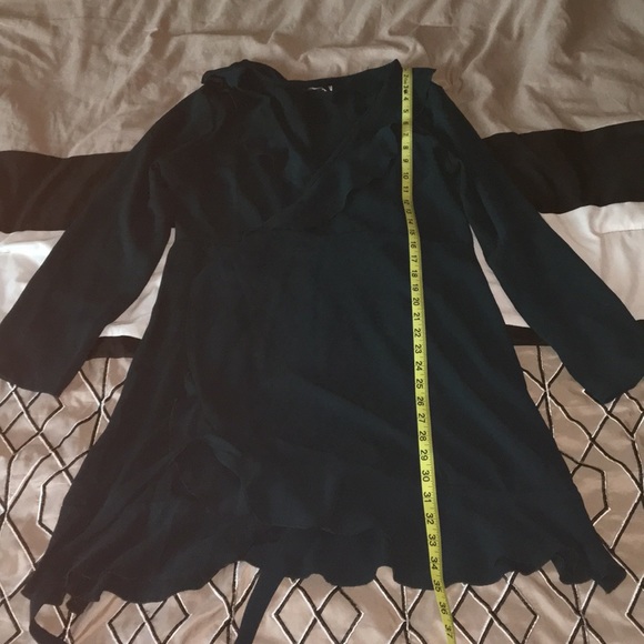 Dark Green Wrap Dress - Picture 3 of 3